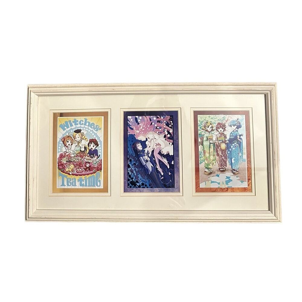 Japanese Anime Witches Tea Time 3 Picture Collage Wood Framed Matted Wall Art